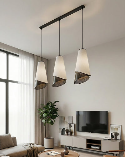 Moda hanglamp textiel 3-lichts grijs zwart