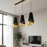 Moda hanglamp textiel 3-lichts zwart goud hanglamp met lampenkap - afbeelding 5