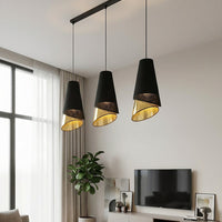 Moda hanglamp textiel 3-lichts zwart goud hanglamp met lampenkap - afbeelding 5