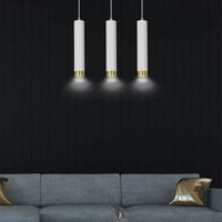 KIBO 3-lichts hanglamp - Wit metaal met gouden accenten hanglamp met buisvorm - afbeelding 6