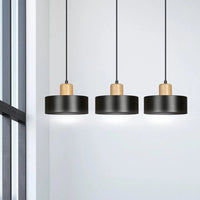 Emibig TORIN 3-lichts hanglamp - Zwart met hout