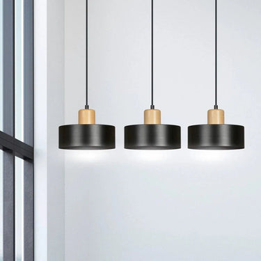 TORIN 3-lichts hanglamp - Zwart met hout