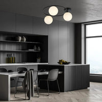 SOPRA 3-lichts plafondlamp – Wit/zwart plafondlamp met ronde bol - afbeelding 10
