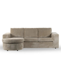 MT Loft 3-zits hoekbank ribstof met ovale lounge L+R - Tillia Beige
