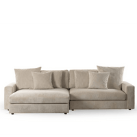 3-zits loungebank L+R - Lincoln ribstof naturel - Mooier Thuis
