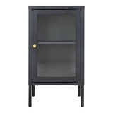 Dalby Vitrinekast glas/staal - grijs 70 cm hoog dressoir - zwart - Mooier Thuis