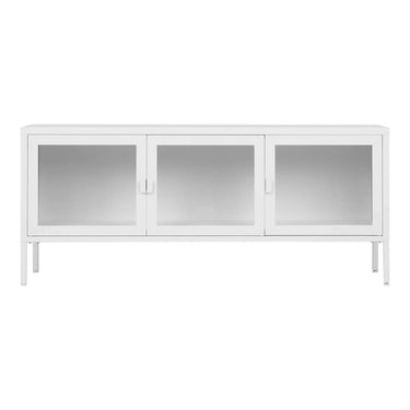 Brisbane TV-Möbel, weiß, Stahl und Glas, 130 cm