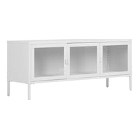 House of Nordic Brisbane TV-meubel wit van staal en glas 130 cm