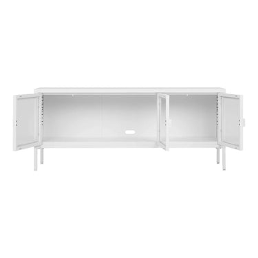 Brisbane TV-Möbel, weiß, Stahl und Glas, 130 cm