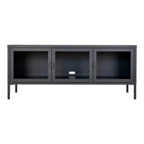 Brisbane TV-meubel zwart van staal en glas 130 cm staande tv-meubel - metaal en glas - Mooier Thuis