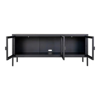 House of Nordic Brisbane TV-meubel zwart van staal en glas 130 cm - Mooier Thuis