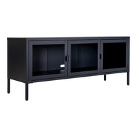 Brisbane TV-meubel zwart van staal en glas 130 cm - afbeelding 2