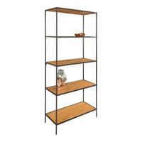 Vita Open Kast Zwart met 5 Eikenlook Planken 170 cm