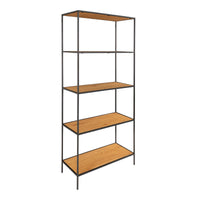 Vita Open Kast Zwart met 5 Eikenlook Planken 170 cm