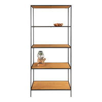 Vita Open Kast Zwart met 5 Eikenlook Planken 170 cm