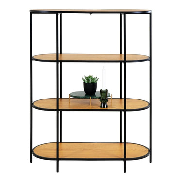 Vita Open rek met 4 ovale planken - hout/zwart