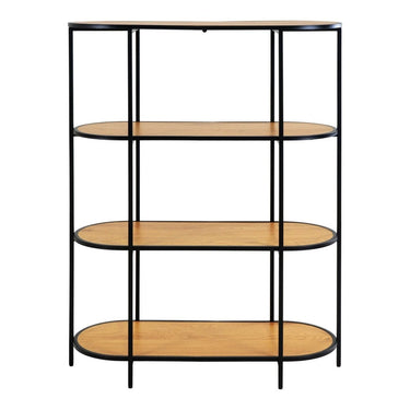 Vita Open rek met 4 ovale planken - hout/zwart