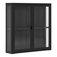 House of Nordic Brisbane Hangende vitrinekast zwart van staal en glas 80 cm
