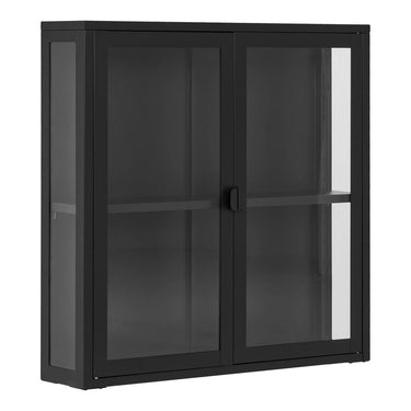Brisbane Hangende vitrinekast zwart van staal en glas 80 cm