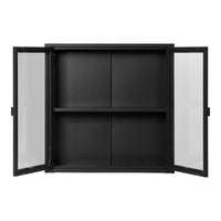 House of Nordic Brisbane Hangende vitrinekast zwart van staal en glas 80 cm - Mooier Thuis