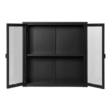 Brisbane Hangende vitrinekast zwart van staal en glas 80 cm