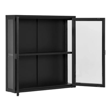 Brisbane Hangende vitrinekast zwart van staal en glas 80 cm