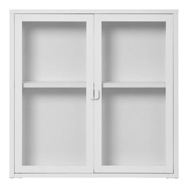 Brisbane Hangende vitrinekast wit van staal en glas 80 cm