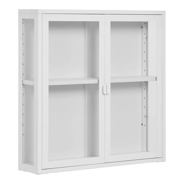 Brisbane Hangende vitrinekast wit van staal en glas 80 cm