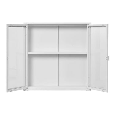 Brisbane Hangende vitrinekast wit van staal en glas 80 cm