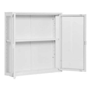 Brisbane Hangende vitrinekast wit van staal en glas 80 cm