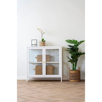 House of Nordic Dalby Vitrinekast glas/staal - wit 80x80 - Mooier Thuis