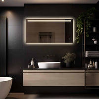 Rechthoekig badkamerspiegel Ambi 120×60 cm met LED-verlichting rondom