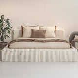 Platformbed Melody Parelbeige – 140x200 cm – Incl. Matras - ribstof en houtmateriaal - Mooier Thuis