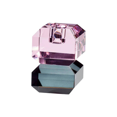 Edelstein-Kerzenständer klein grau/rosa