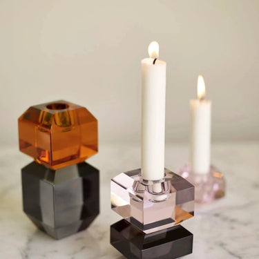 Edelstein-Kerzenständer klein grau/rosa