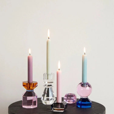 Edelstein-Kerzenhalter rosa/grau (2er-Set)