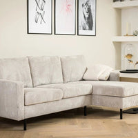 3-zits hoekbank L+R - Ribstof Naturel - Mooier Thuis