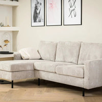 MT Loft 3-zits hoekbank L+R - Ribstof Naturel