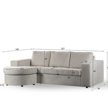 3-zitsbank chaise longue - Lord Beige