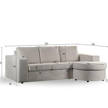 3-zitsbank chaise longue - Lord Beige