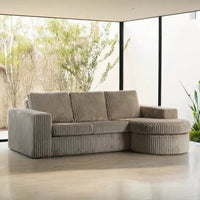 3-zits hoekbank ribstof met ovale lounge L+R - Tillia Beige - afbeelding 2