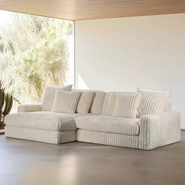 3-zits loungebank L+R - Vito 23 ribstof Beige