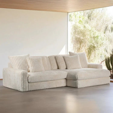 3-zits loungebank L+R - Vito 23 ribstof Beige