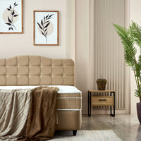 Opbergboxspring Marrakech Kunstleer Beige – 140x200 cm