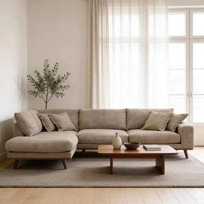 Harper 3-Sitzer Ecksofa links - Silencio Hellbraun