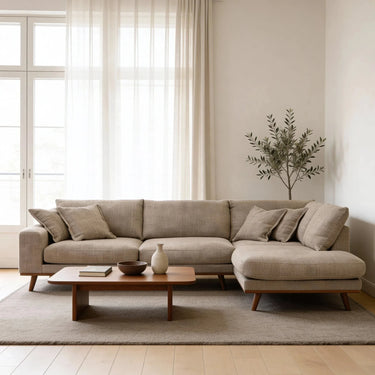 Harper 3-Sitzer Ecksofa rechts - Silencio Hellbraun