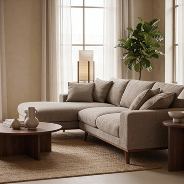 Harper 3-Sitzer Chaise Longue links – Silencio Hellbraun