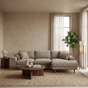 Harper 3-Sitzer Chaise Longue rechts – Silencio Hellbraun