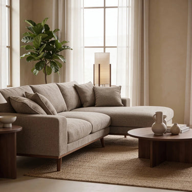 Harper 3-Sitzer Chaise Longue rechts – Silencio Hellbraun