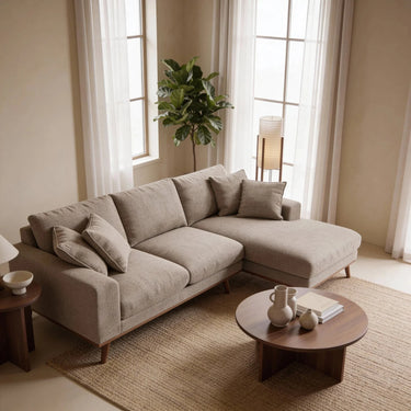 Harper 3-Sitzer Chaise Longue rechts – Silencio Hellbraun